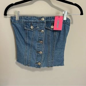 River Denim Strapless Top
